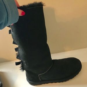 UGG tall black boots with bows